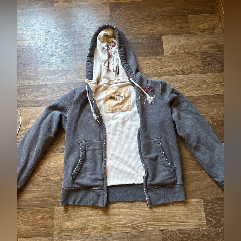 Hollister Charcoal Jacket with Ivory Interior